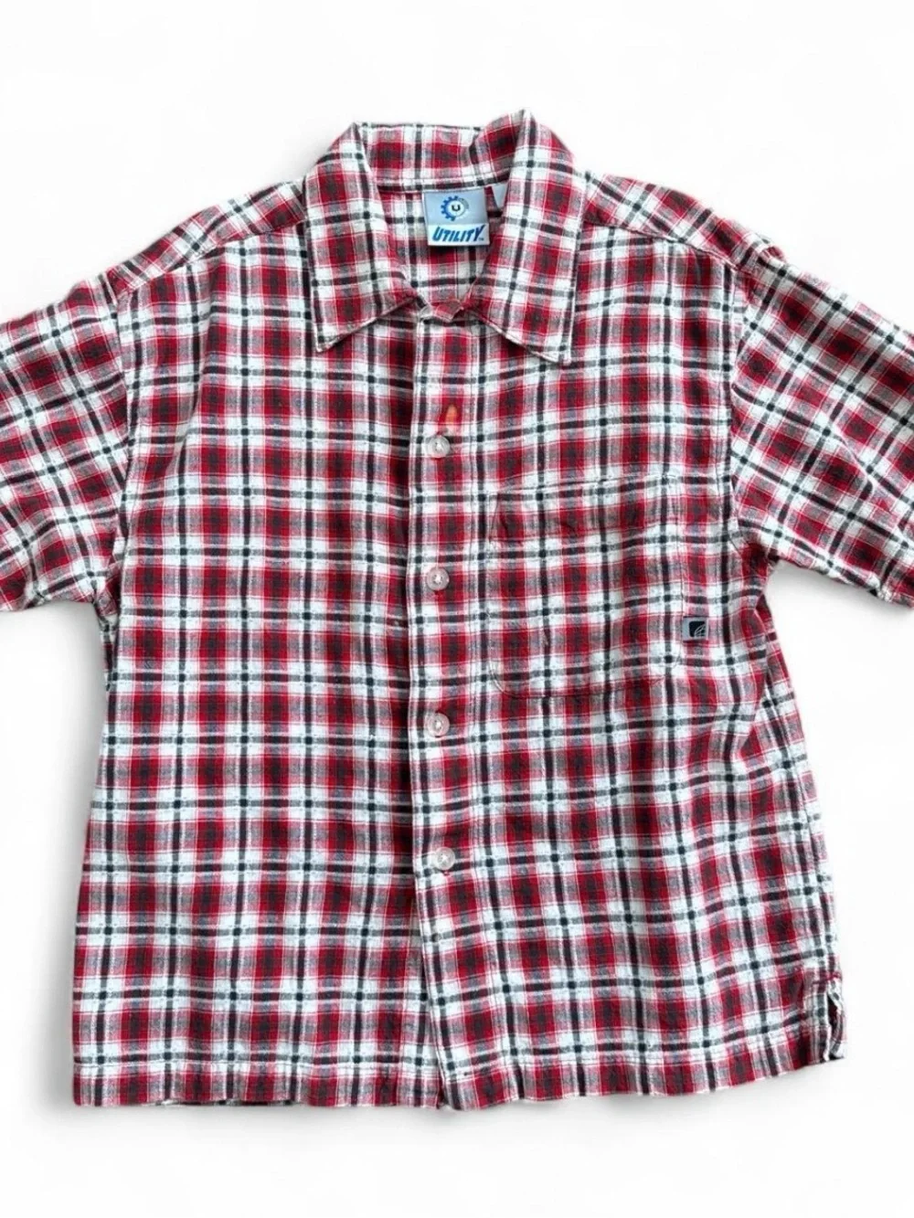 Kids Utility Cotton Plaid Button-Up Shirt